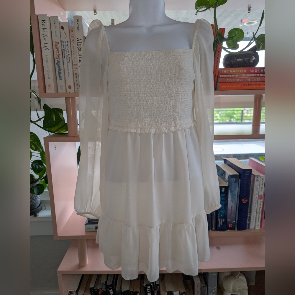 Aritzia Wilfred Cream Smocked Sundress